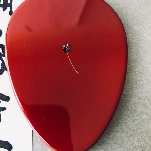 New Wajima lacquer Hand mirror, Handcrafte Mother of Pearl Inlay of lucky clover - Picture 7 of 7